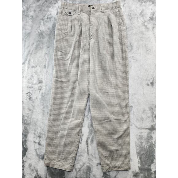 Lee Pants - Vintage Lee Casuals Pants Womens 14* Gray Plaid High Rise Pleated Tapered Preppy